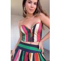 Cropped Listra Onda De Cor Estampado