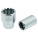Soquete Estriado Crv Curto 28mm Encaixe 3/4 Pol 017.016 Gedore