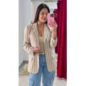 Blazer Alfaiataria Listras Linho - NUDE