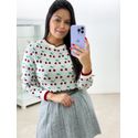 Blusa Tricot Cereja - BRANCO
