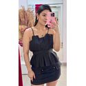 Blusa Peplum Lastex - PRETA 