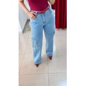 Wide Leg Cargo Jeans - AZUL 