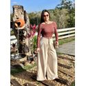 Pantalona Alfaiataria Com Cinto - NUDE 