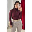 Blusa Manga Longa Tricot Gola Alta - MARSALA