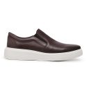 Sapato Casual Café Slip On em Couro 