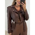 Jaqueta Cropped Couro fake