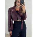 Jaqueta Cropped Couro fake