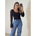 Blusa Tricot Manga tela