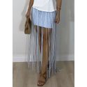 Saia Tricot Com Franjas