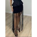 Saia Tricot Com Franjas