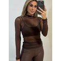 Blusa Tule Café 