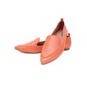 Mocassim Feminino Confort Bico Fino em Couro Coral