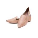 Mocassim Feminino Confort Bico Fino em Couro Nude