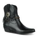 Bota Country Feminina Cano Médio Couro Legítimo Preto