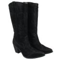 Bota Feminina Cano Longo Western Bordado Nobucado Preto