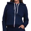 Blusa Avulsa Moletom Feminino Zíper Azul Escuro