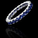 Anel Riviera Zircônia Azul Safira 3mm Prata 925 (todos os números) 