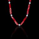 Colar Pedra Natural Jasper Vermelho 13x4mm Prata 925