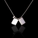 Escapulário Chapa Prata/Pedra Natural Madrepérola 15x10mm Prata 925