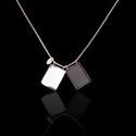Escapulário Chapa Prata/Pedra Natural Ônix Negro 15x10mm Prata 925