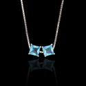 Escapulário Zircônia Turquesa 6 mm Prata 925