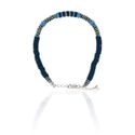 Pulseira Discos Silicone Azul Marinho Prata 925