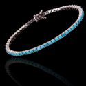 Pulseira Riviera Pedra Natural Turquesa 3mm Prata 925