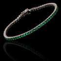 Pulseira Riviera Zircônia Verde Esmeralda 3mm Prata 925