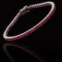 Pulseira Riviera Zircônia Rubi 3mm Prata 925