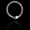 Pulseira Zircônia Incolor Aço Inox Prateada