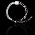Pulseira Zircônia Incolor com Corrente Aço Inox Prateado