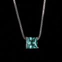 Colar Zircônia Turmalina 6x6mm Aço Inox Níquel