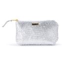 Necessaire Sienna em Couro Escama Prata Pequena
