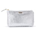Necessaire Sienna em Couro Escama Prata Média