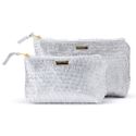 Kit Necessaire Sienna em Couro Escama Prata