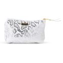 Necessaire Sienna em Couro Jackar Prata Pequena