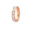 Aliança Marmorizada 4,5mm Ouro Rosé 18K Pigmento Branco e Brilhante 