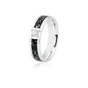 Aliança Marmorizada Ouro Branco 18K Pigmento Preto e Brilhante 