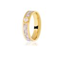 Aliança Marmorizada Ouro 18K com Pigmento Branco e Brilhante 