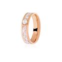 Aliança Marmorizada 5mm Ouro Rosé 18K Pigmento Branco e Brilhante