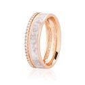 Aliança Swag Marmorizada Ouro Rosé 18K Pigmento Branco e Brilhantes