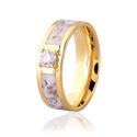 Aliança Marmorizada 6mm Ouro 18K com Pigmento Branco e Brilhante 