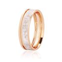 Aliança Swag Marmorizada Ouro Rosé 18K com Pigmento Branco