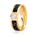 Aliança Marmorizada 6mm Ouro 18K com Pigmento Preto e Brilhante 