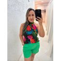 Blusa Estampada Gola Alta Viscolinho REF:410814