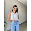 CROPPED TWEED CORAÇÃO BRANCO