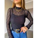 BLUSA MANGA RENDA PRETO