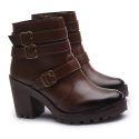 Coturno Molly Feminino Chocolate com Fechamento Lateral