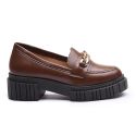 Mocassim Molly Feminino Tratorado Capuccino com Metal Dourado