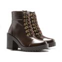 Coturno Molly Feminino Valentina com Metal Triangular Dourado e Atacador - Café